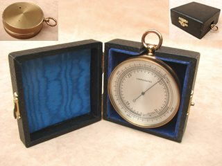Vintage aneroid pocket barometer with case